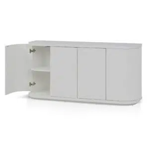 Stella 1.6m veneer top buffet unit full white modern dining room storage solution