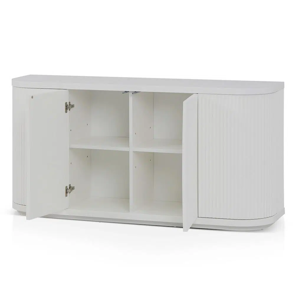 Stella 1.6m veneer top buffet unit full white modern dining room storage solution