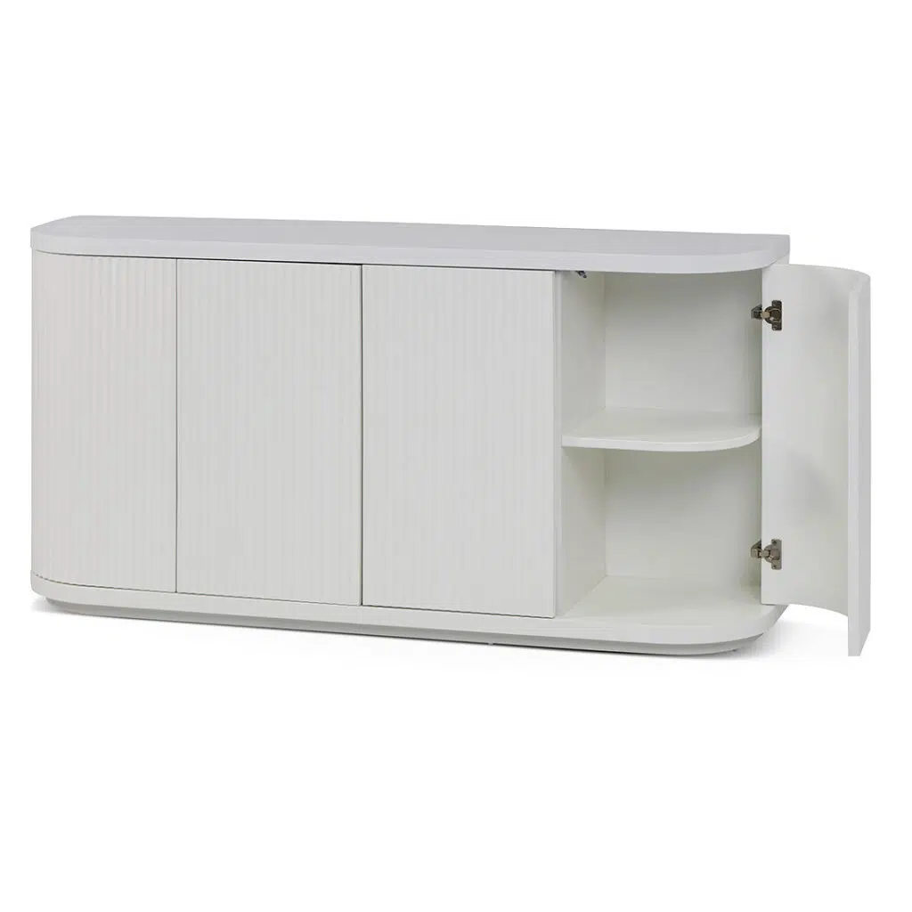 Stella 1.6m veneer top buffet unit in full white with modern design and storage solutions