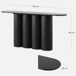 Nora 1.7m Console Table Matte Black with Natural Ash Veneer Engineered Wood