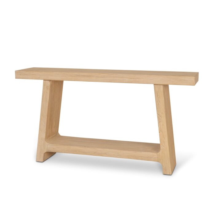 Natural Elm Console Table 152cm Durable Solid Wood Storage Shelf No Assembly