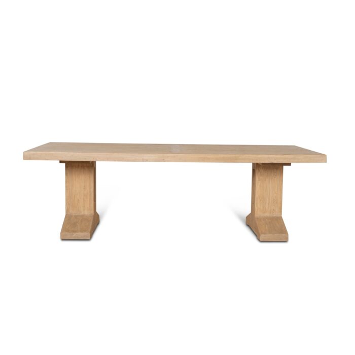 Finn 2.44m Elm Sturdy Pedestal Dining Table Solid Wood Natural Finish