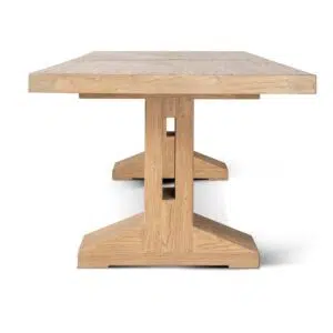 Finn 2.44m Solid Elm Dining Table Modern Rustic Sturdy Pedestal Legs Natural Finish