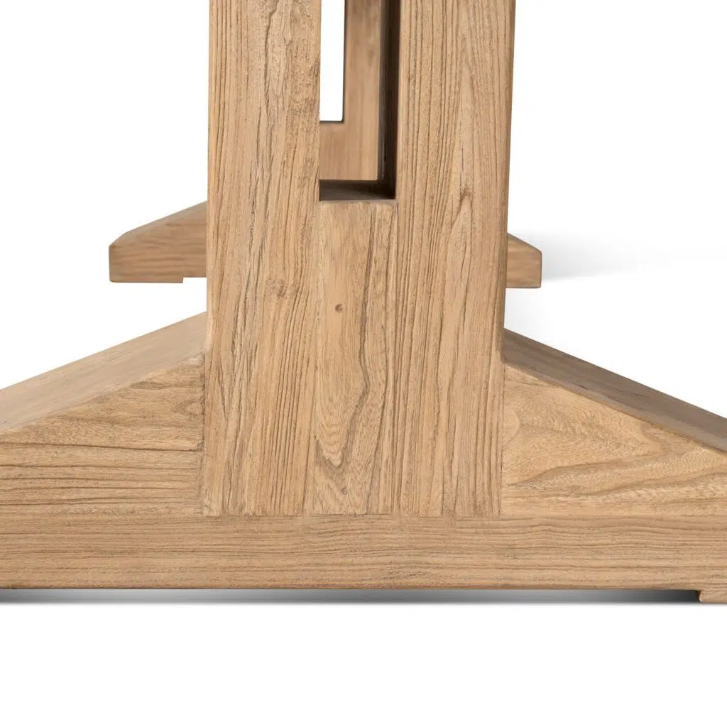 Finn 2.44m Elm Dining Table Natural Solid Wood Sturdy 8-10 Person Modern Rustic Design