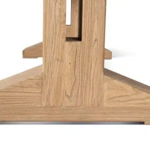 Finn 2.44m Elm Dining Table Natural Solid Wood Sturdy 8-10 Person Modern Rustic Design