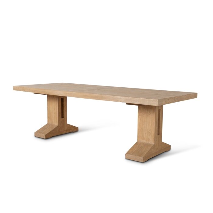 Finn 244cm Elm Dining Table Natural Wood Grain Sturdy Pedestal Legs Modern Rustic Design Solid Wood Construction 2.44m Table for 8-10 People
