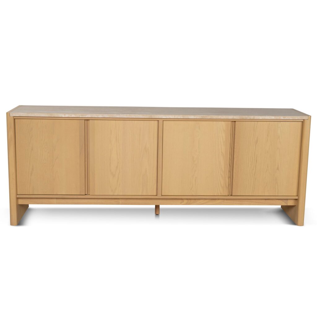 Aria 2.1m travertine top sideboard creme ash modern elegant storage solution