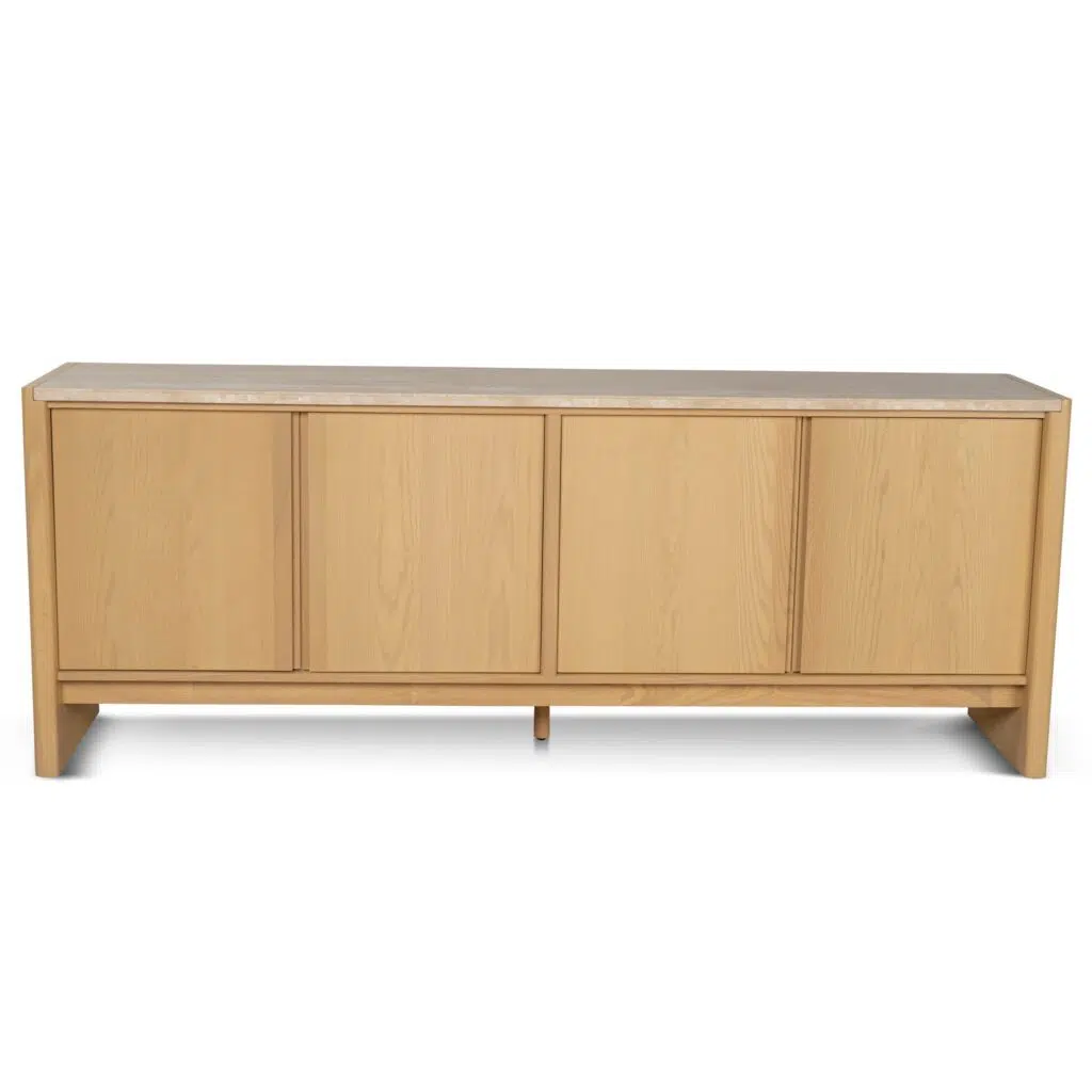 Aria 2.1m travertine top sideboard creme ash modern elegant storage solution