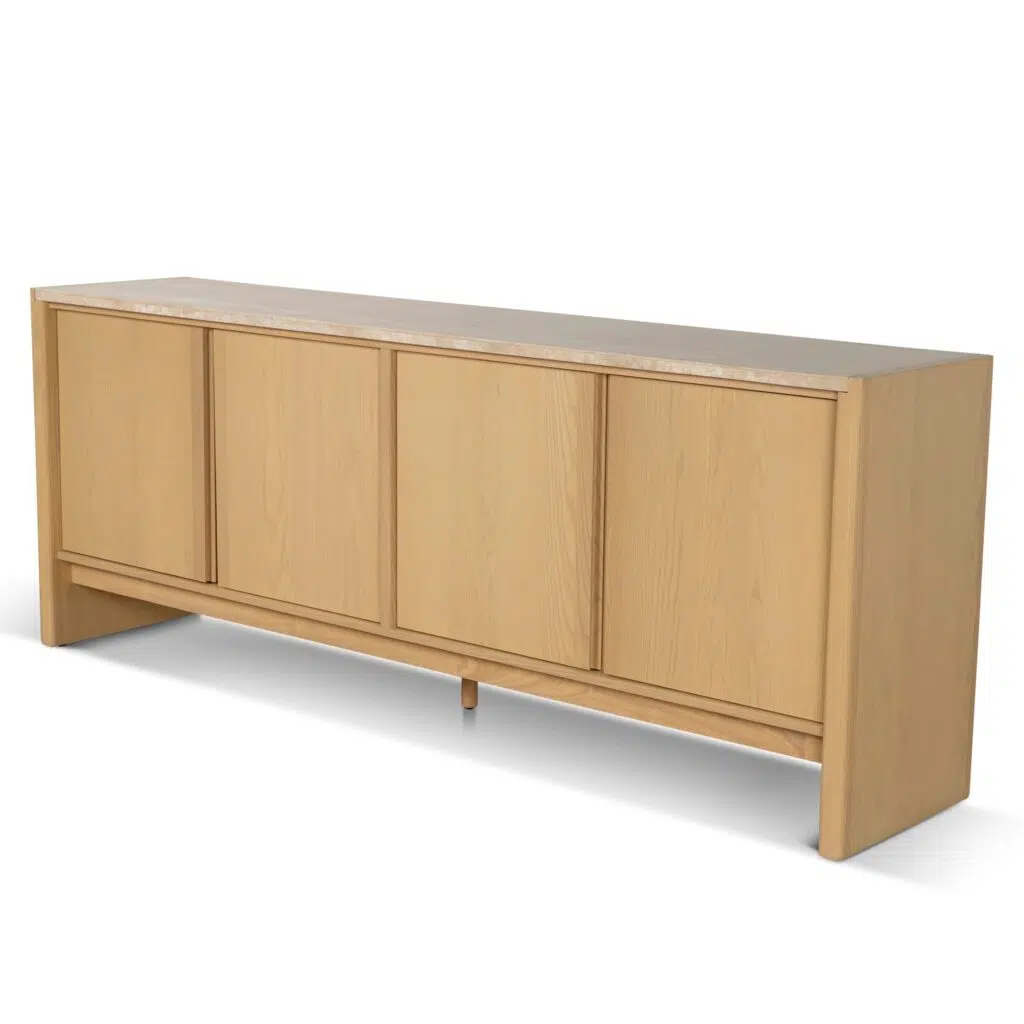 Aria 2.1m travertine top sideboard cream ash modern elegant storage solution