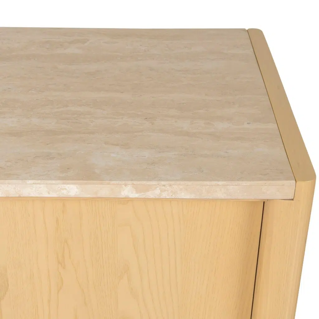 Aria 2.1m travertine top sideboard creme ash modern elegant storage solution