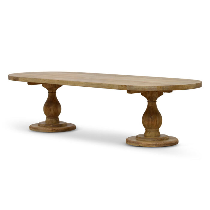 Seraphina 3m Reclaimed Elm Dining Table Eco-Friendly Natural Finish Spacious 8-10 Seater Adjustable Legs Timeless Design Stable Base