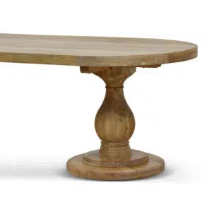 Ava 2.4m Natural Elm Wood Oval Dining Table with Curved Design
