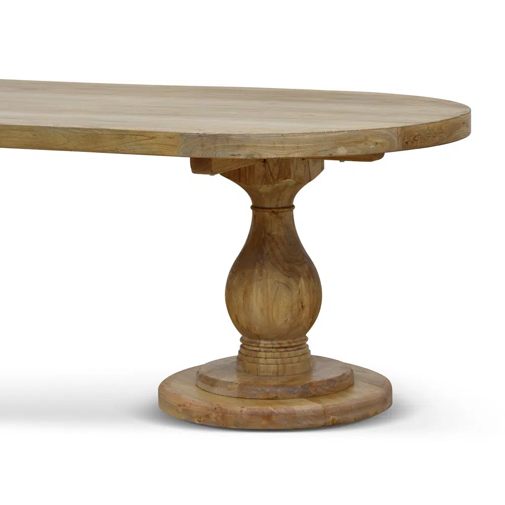 Ava 2.4m Natural Elm Wood Oval Dining Table with Curved Design