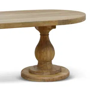 Ava 2.4m Natural Dining Table Reclaimed Elm Wood Oval Design Layered Base 240cm for Modern Traditional Interiors