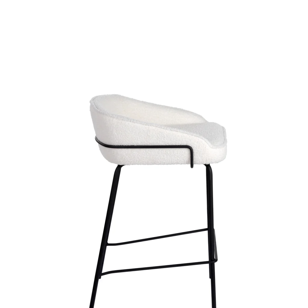 Ivory boucle bar stools set of 2 with black metal frame modern dining seating