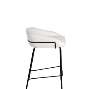 Ivory boucle bar stools set of 2 with black metal frame modern dining seating