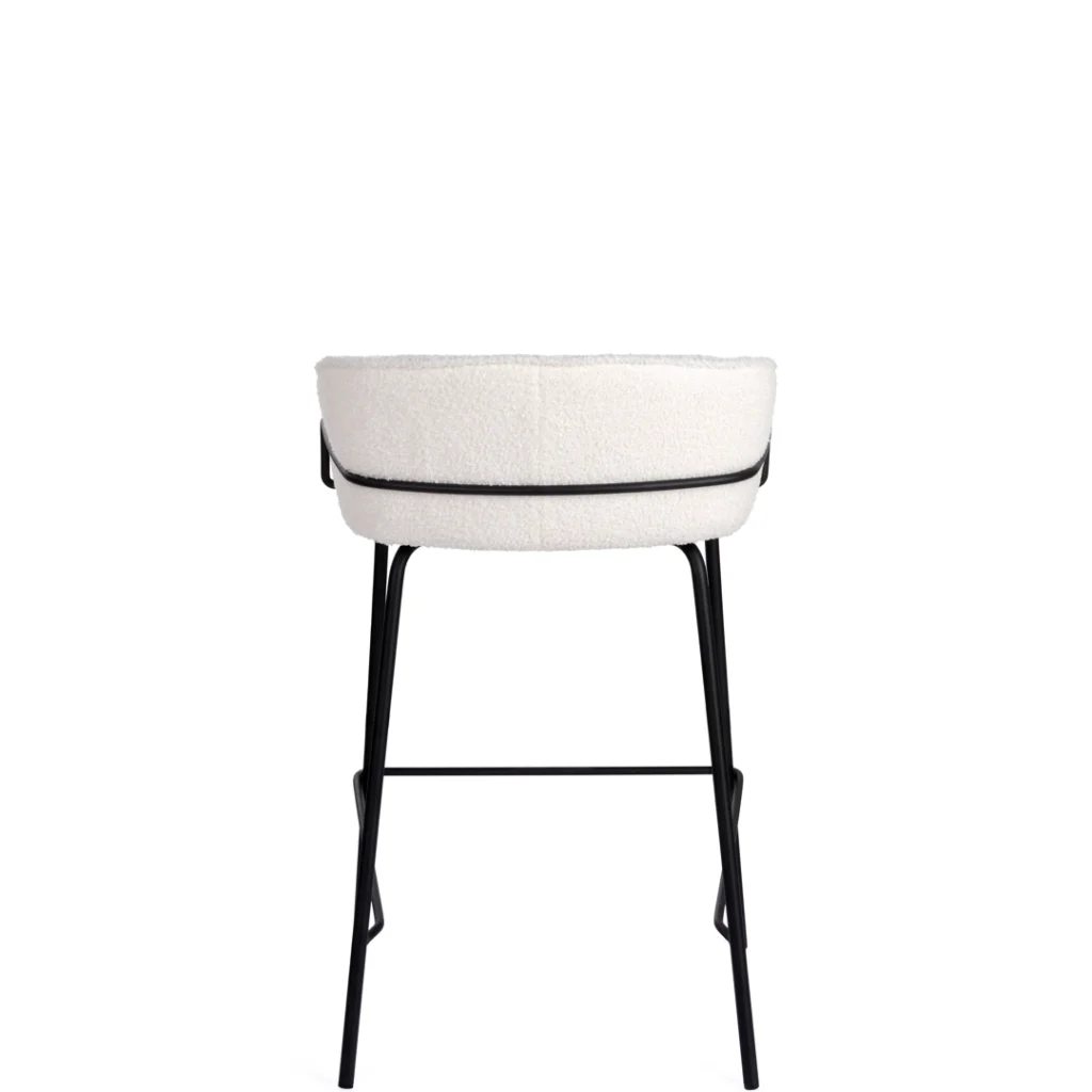 Ivory boucle bar stools set of 2 with black metal frame modern dining seating