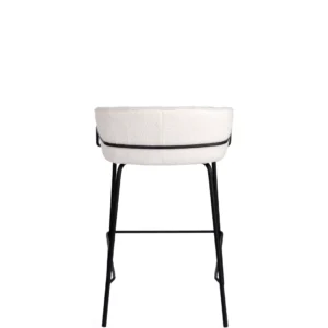Ivory boucle bar stools set of 2 with black metal frame modern dining seating
