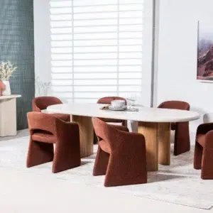 Retro dining chairs in rust color set of 2 with solid wood frame and ergonomic design