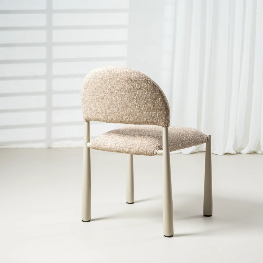 Autumn-toned modern dining chairs set of 2 with metal base and textured fabric