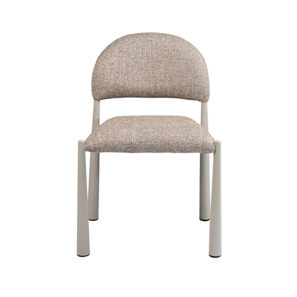 Autumn-toned dining chairs set of 2 with cream metal base and textured fabric, modern ergonomic design