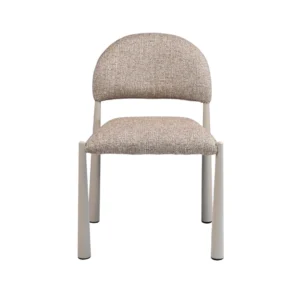 Autumn-toned dining chairs set of 2 with cream metal base and textured fabric, modern ergonomic design
