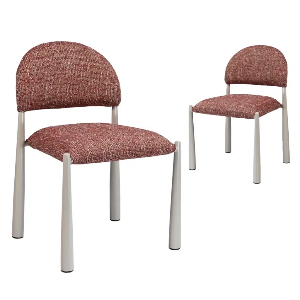 Egypt Dining Chairs Sunset Set of 2 with cream metal frame and textured fabric for modern interiors