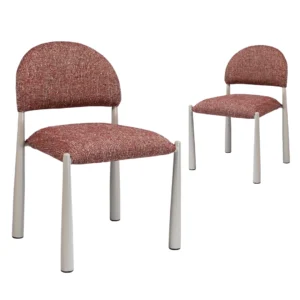 Egypt Dining Chairs Sunset Set of 2 with cream metal frame and textured fabric for modern interiors