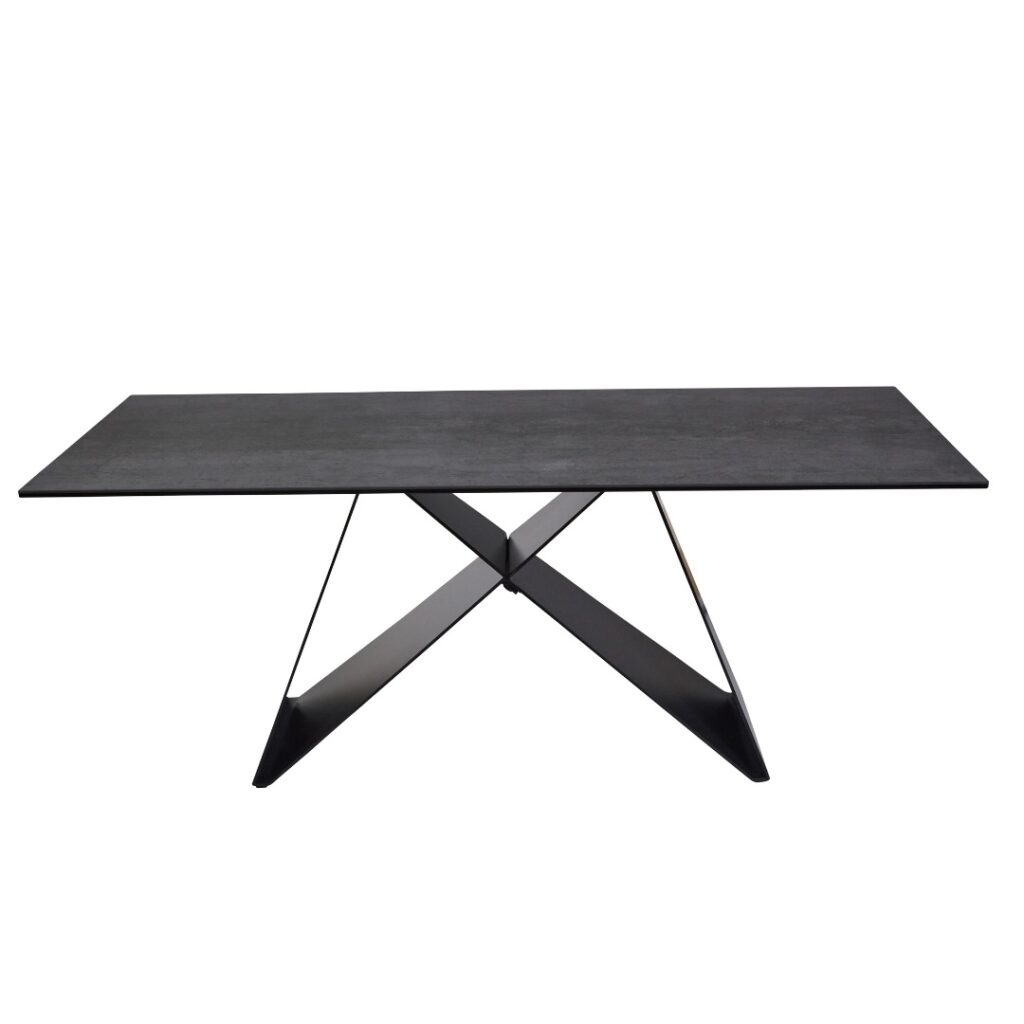 Etna Coffee Table Shadow Grey Ceramic with Black Metal Base Modern Living Room Furniture