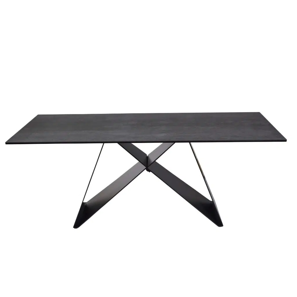 Etna Coffee Table Shadow Grey Ceramic with Black Metal Base Modern Living Room Furniture