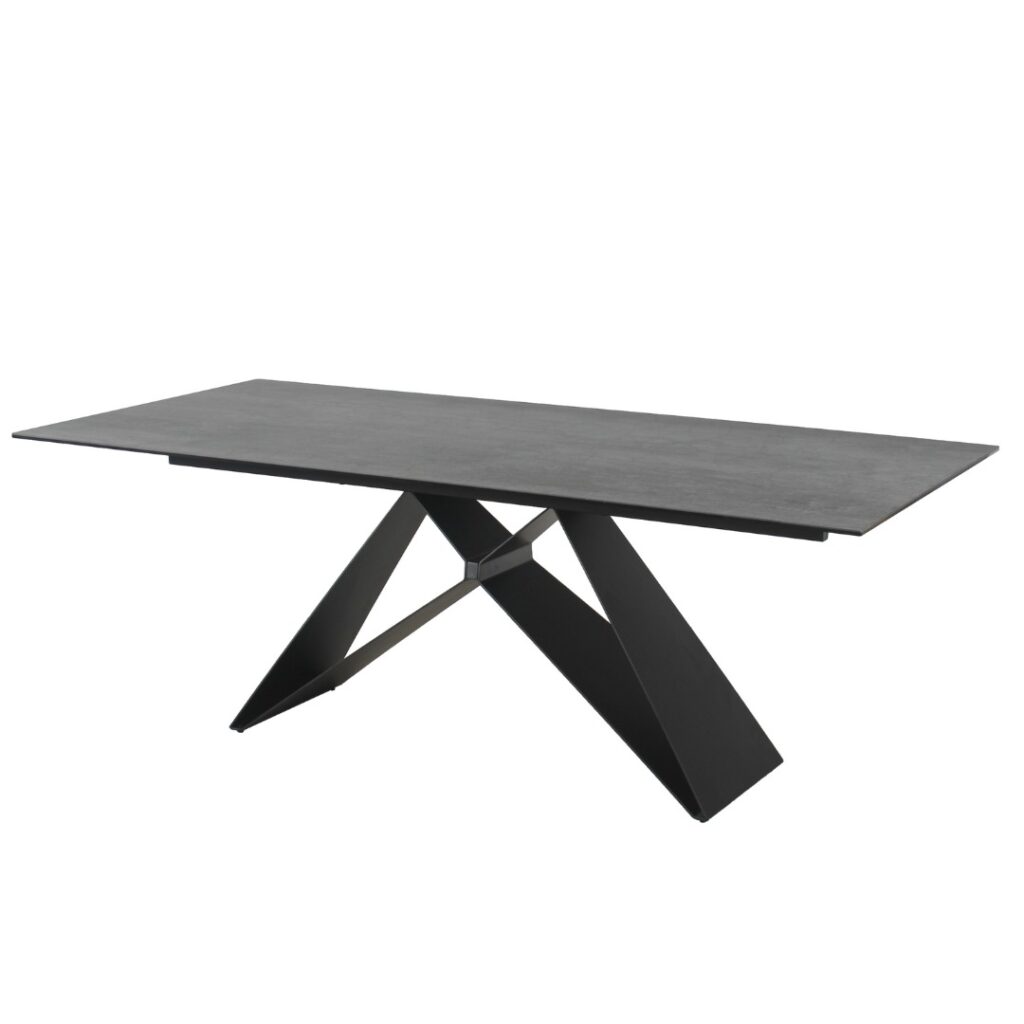 Etna Shadow Grey Ceramic Dining Table with Black Metal Base Modern Design