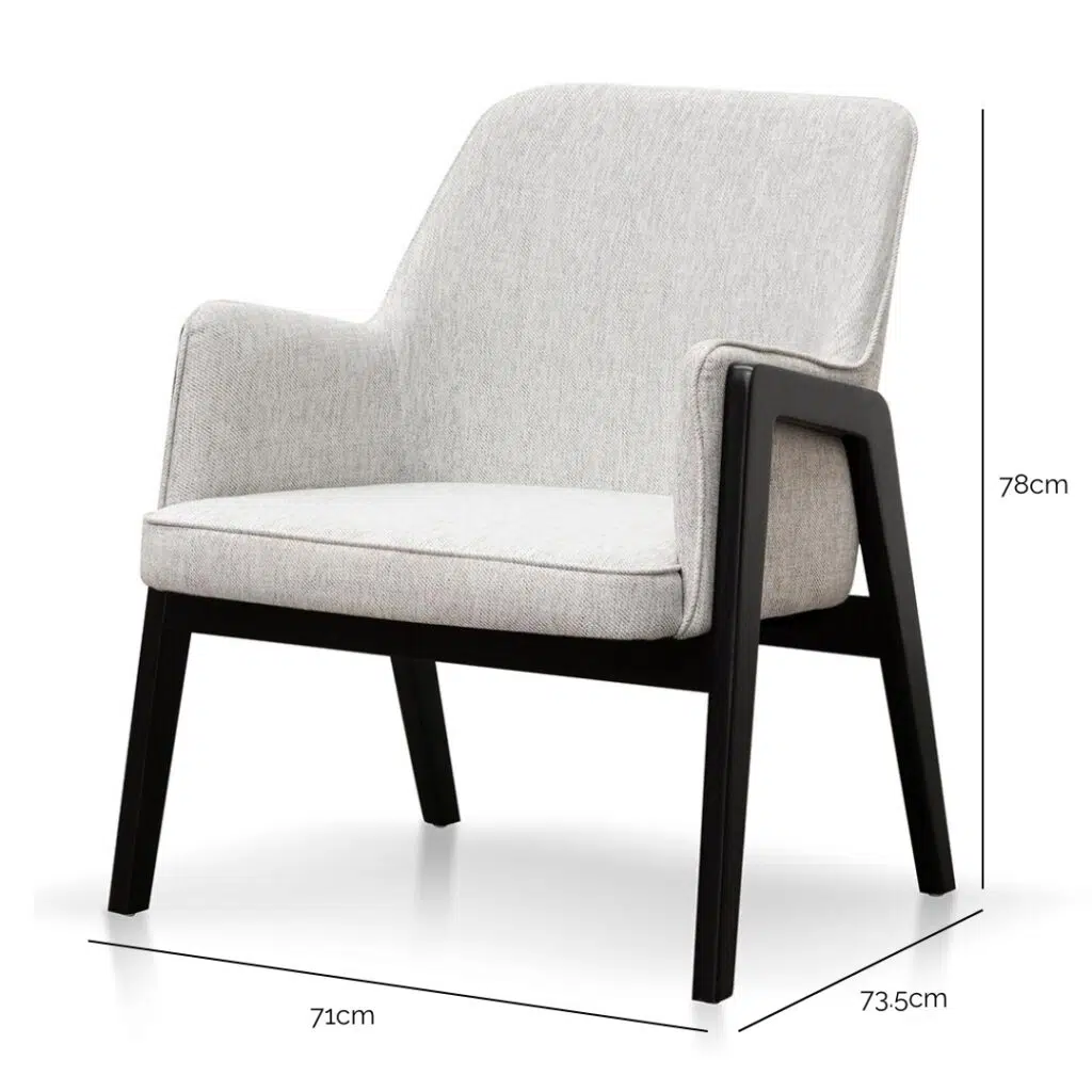 Ellis fabric lounge chair in silver grey with natural beech wood frame for modern spaces