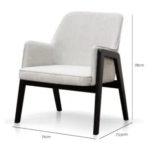 Ellis fabric lounge chair in silver grey with natural beech wood frame for modern spaces