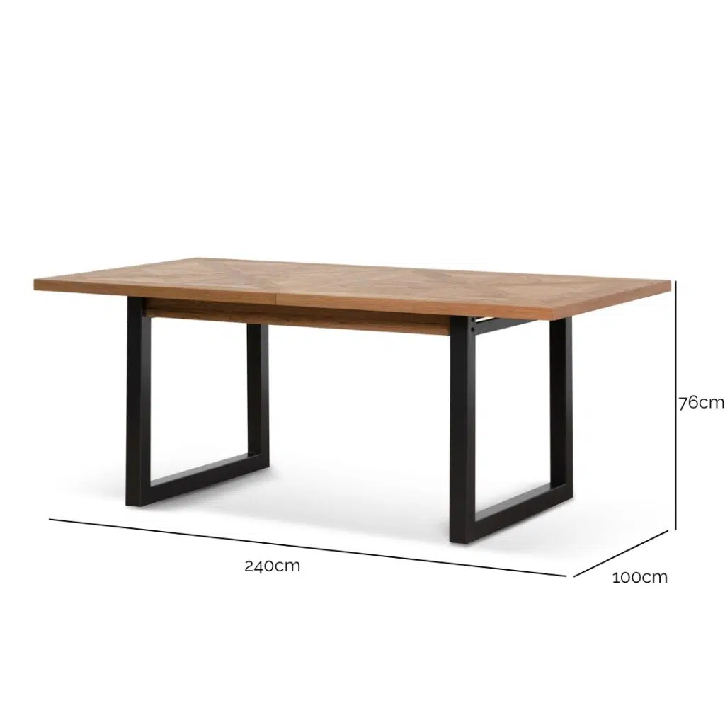 Ethan extendable dining table European oak rustic industrial design 6 8 seater