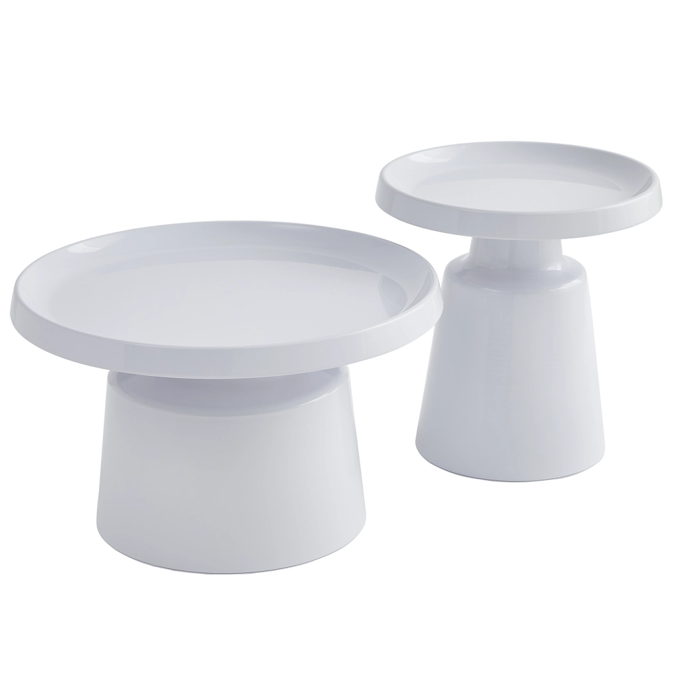 Fendi white metal coffee table set with sleek contemporary design for living room