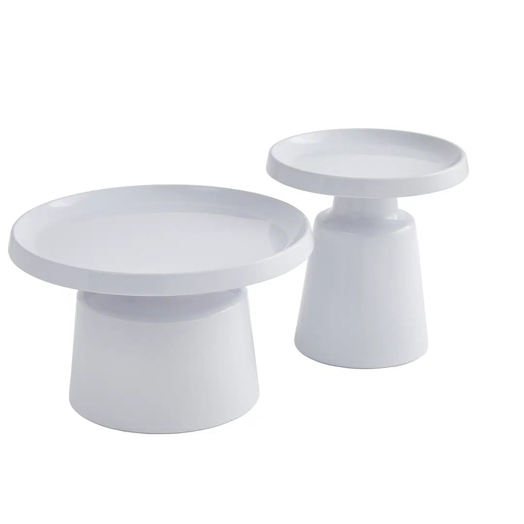 Fendi white metal coffee table set with sleek contemporary design for living room