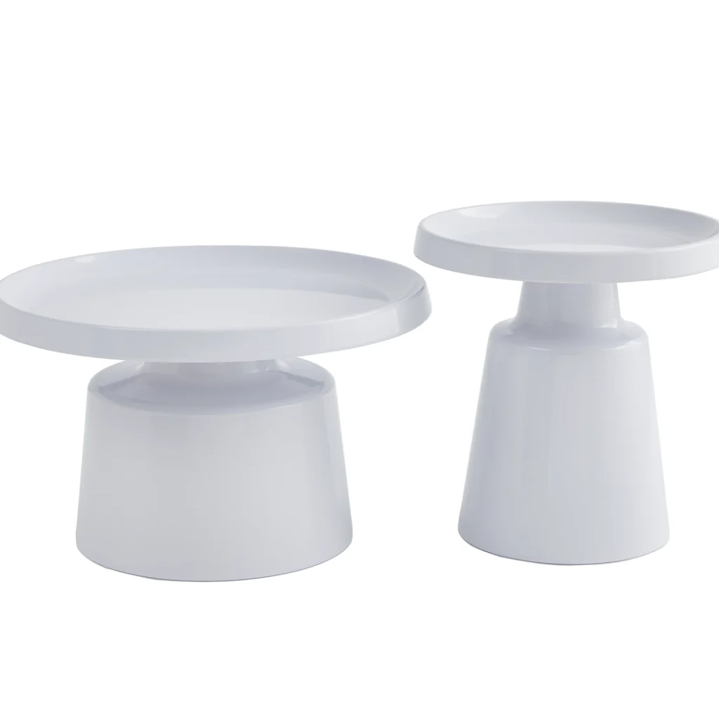 Fendi White Metal Coffee Table Set with Modern Design and Powder-Coated Finish