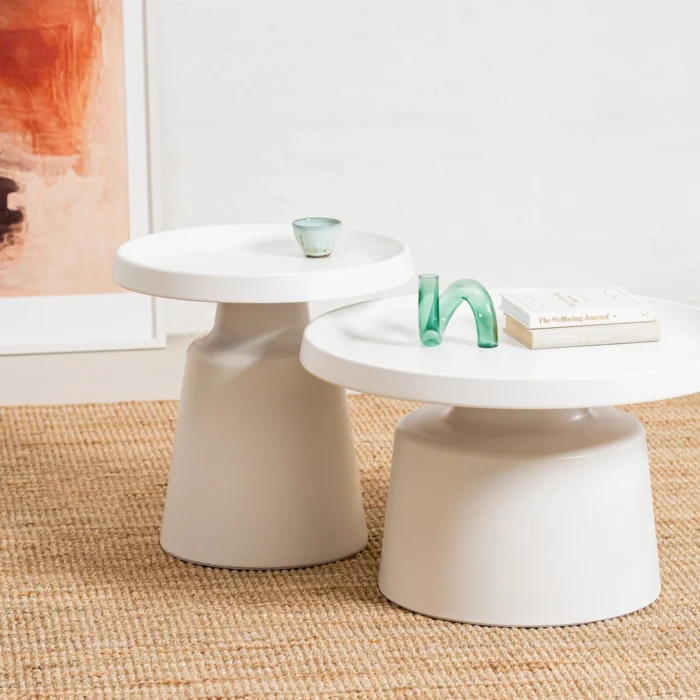 Fendi white metal coffee table with sleek contemporary design for living room