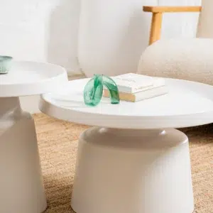 Fendi white metal coffee table with sleek modern design for living room