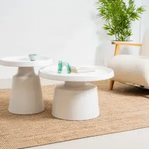 Fendi White Metal Coffee Table Set with Modern Design and Powder-Coated Finish