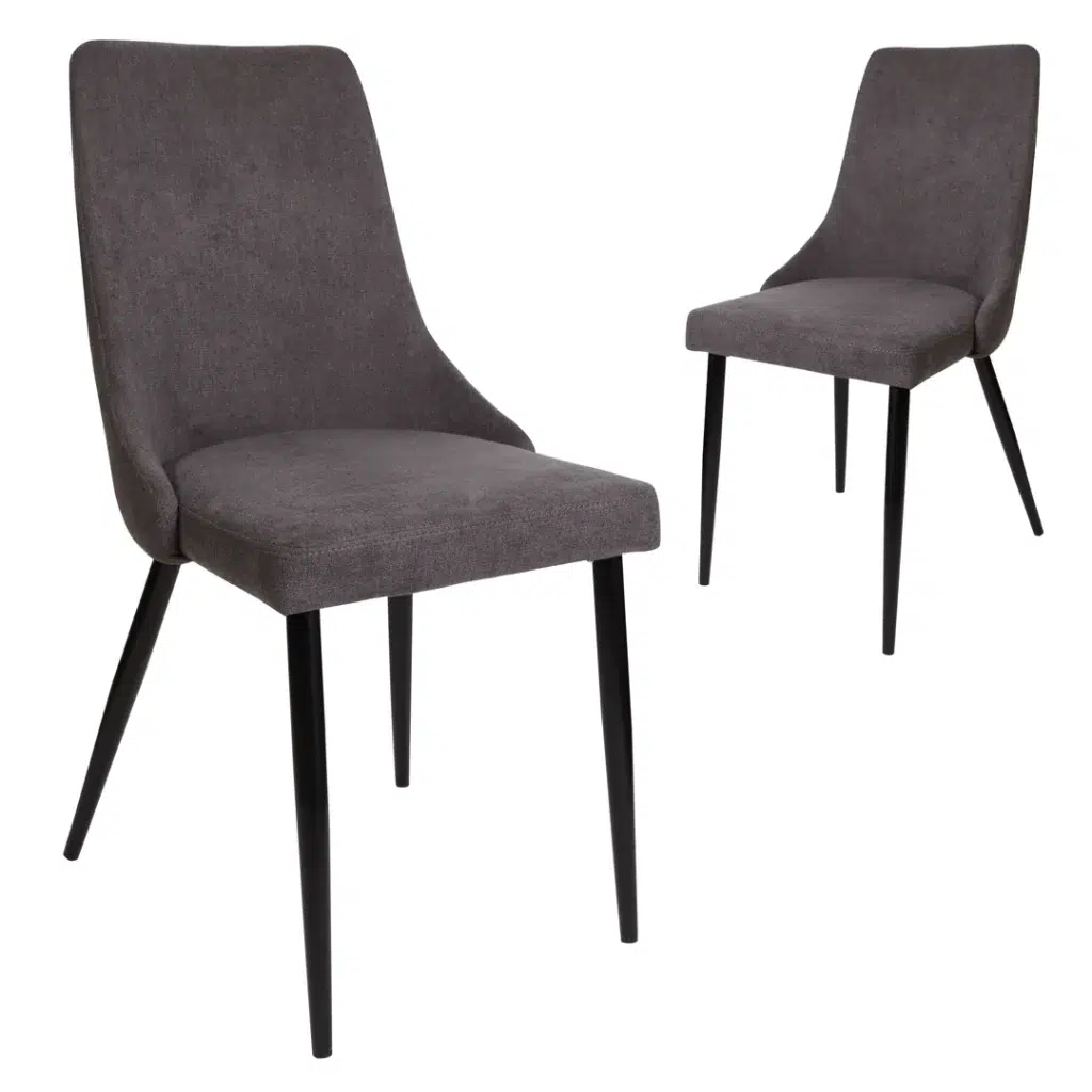 Grey floras dining chairs set of 2 with black metal legs for modern dining room
