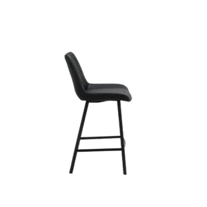 Black Flynn bar stools set of 2 with diamond stitch upholstery and modern metal frame