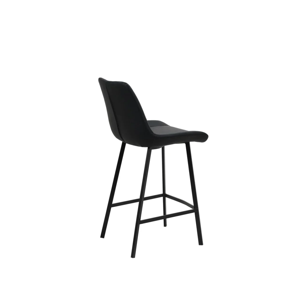 Black Flynn bar stools set of 2 with diamond stitch PU leather and modern metal frame