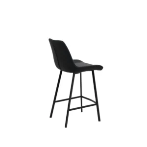 Black Flynn bar stools set of 2 with diamond stitch PU leather and modern metal frame