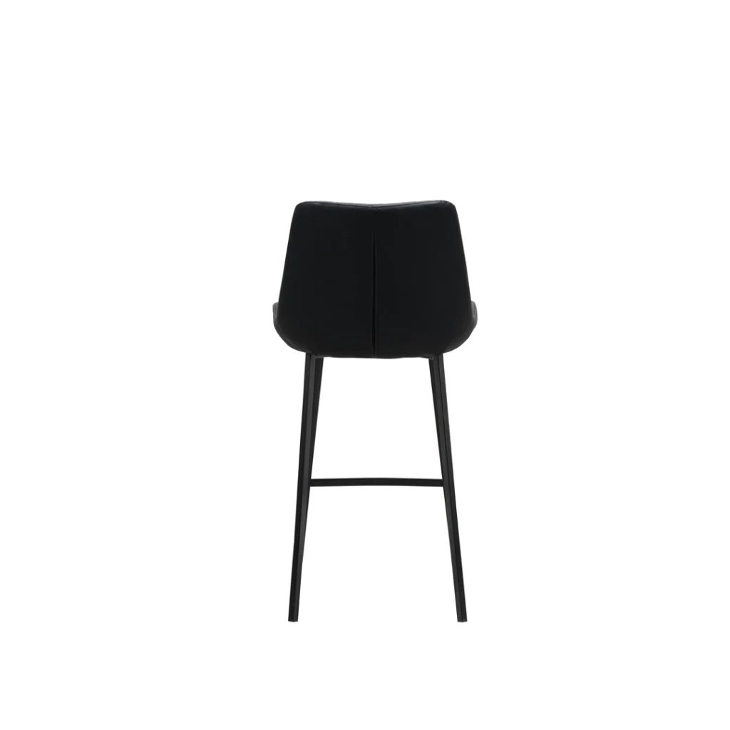 Black Flynn bar stools set of 2 with diamond stitch upholstery and modern metal frame