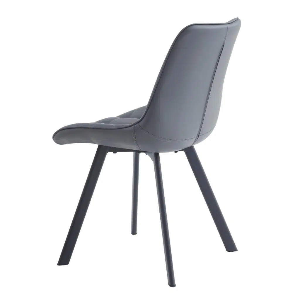 Dark grey eco-friendly faux leather dining chairs set of 2 with black metal base