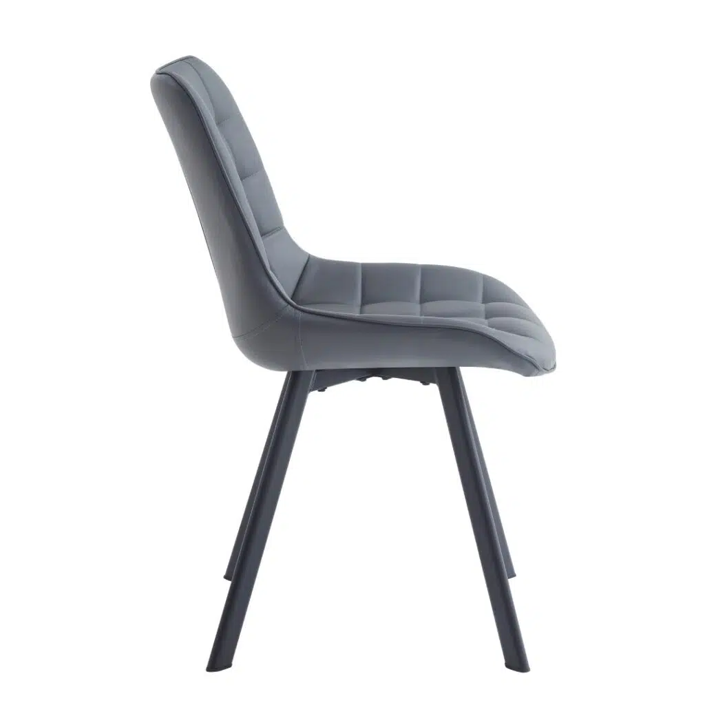 Dark grey forest dining chairs set of 2 with black metal base, ergonomic design for modern kitchen