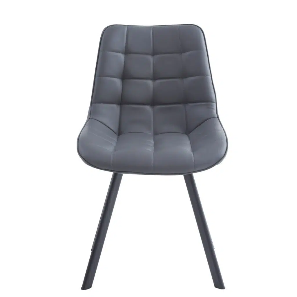 Dark grey forest dining chairs set of 2 with black metal base ergonomic design