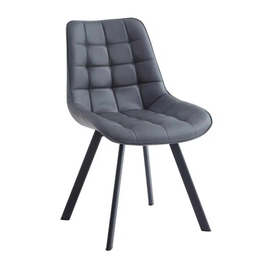 Dark grey forest dining chairs set of 2 with black metal base ergonomic design