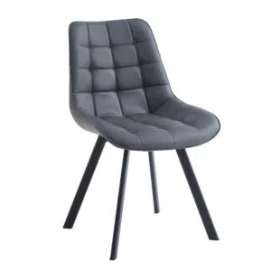 Dark grey forest dining chairs set of 2 with black metal base ergonomic design